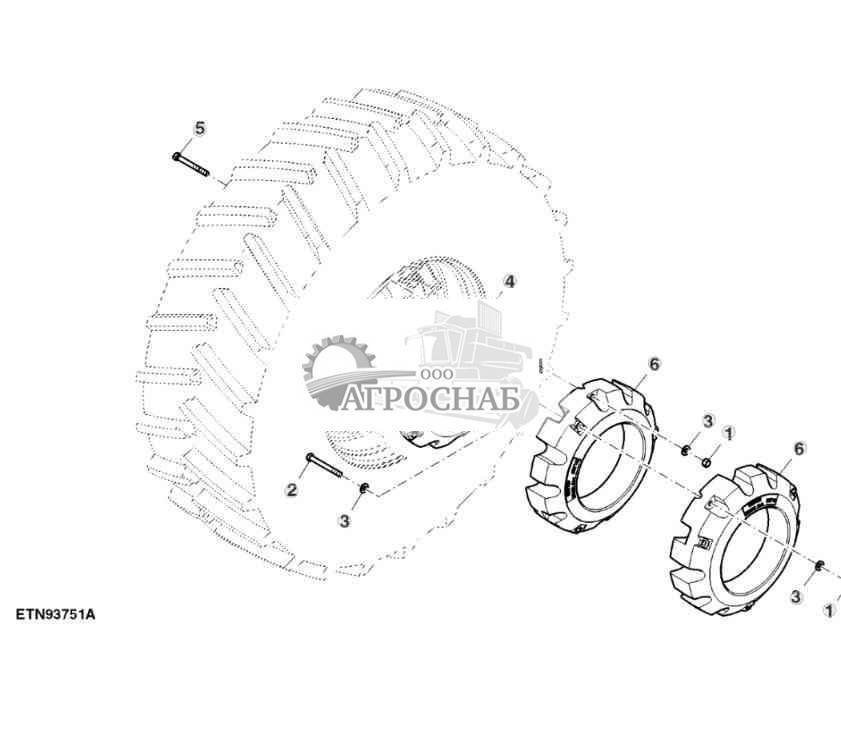 Грузы, стальное ведущее заднее колесо, 72 и 2 x 205 кг, внешние, показана правая сторона 